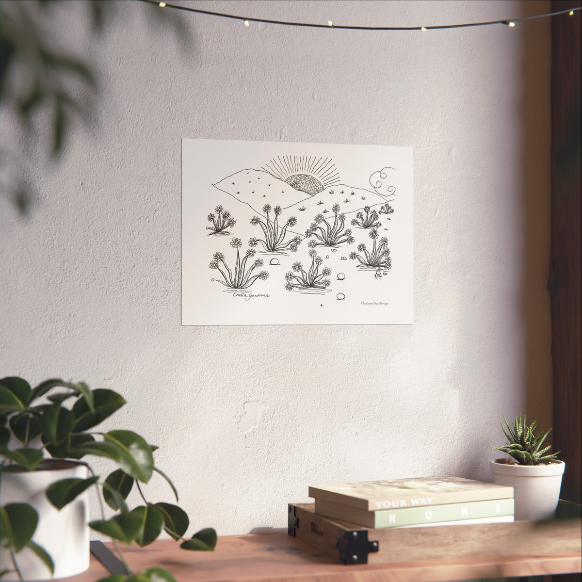 Cholla Gardens Desert Flowers Fine Art Poster — Minimal Botanical Landscape Wall Art