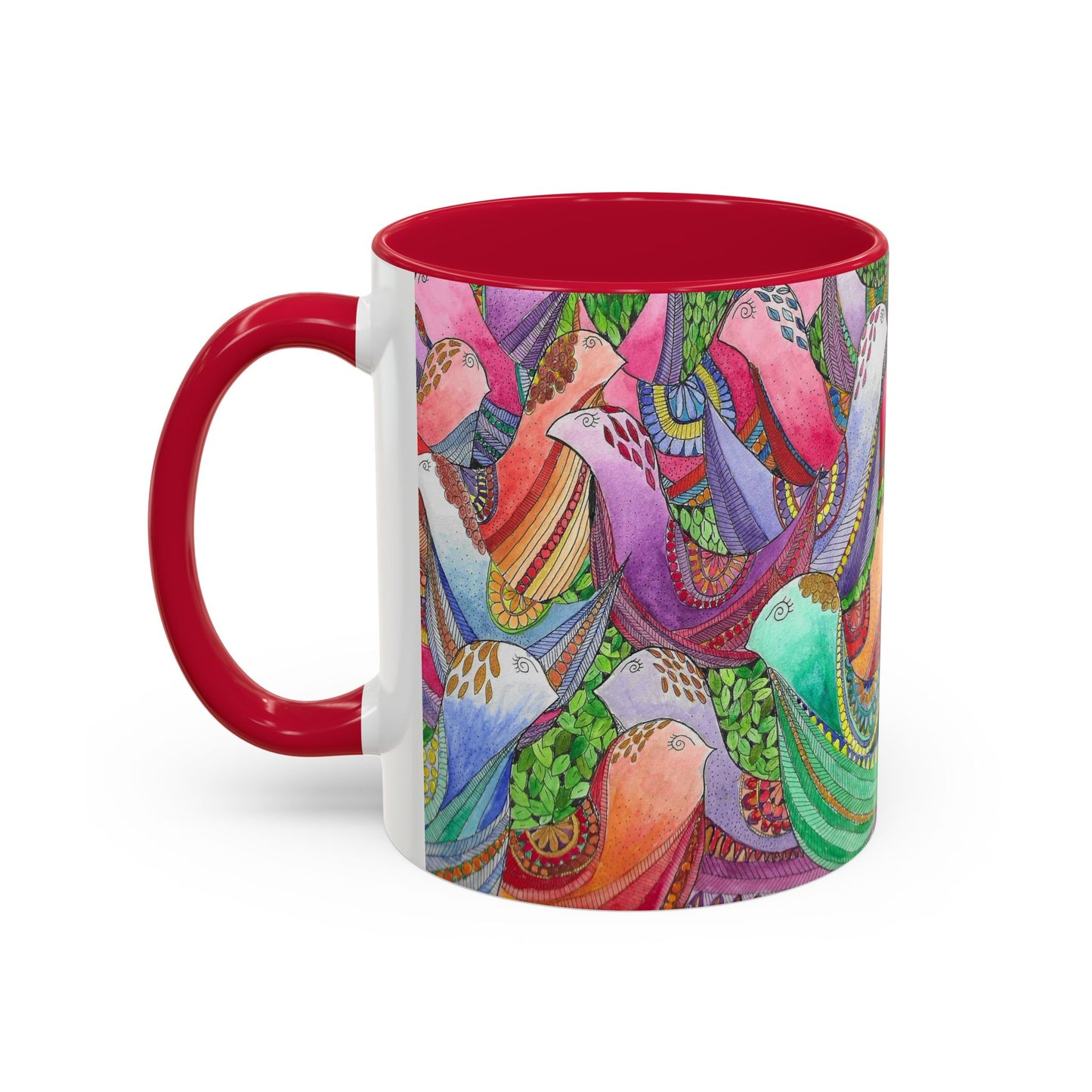 Colorful Pigeon Bird Mug — Vibrant Watercolor Bird Coffee Cup (11oz)