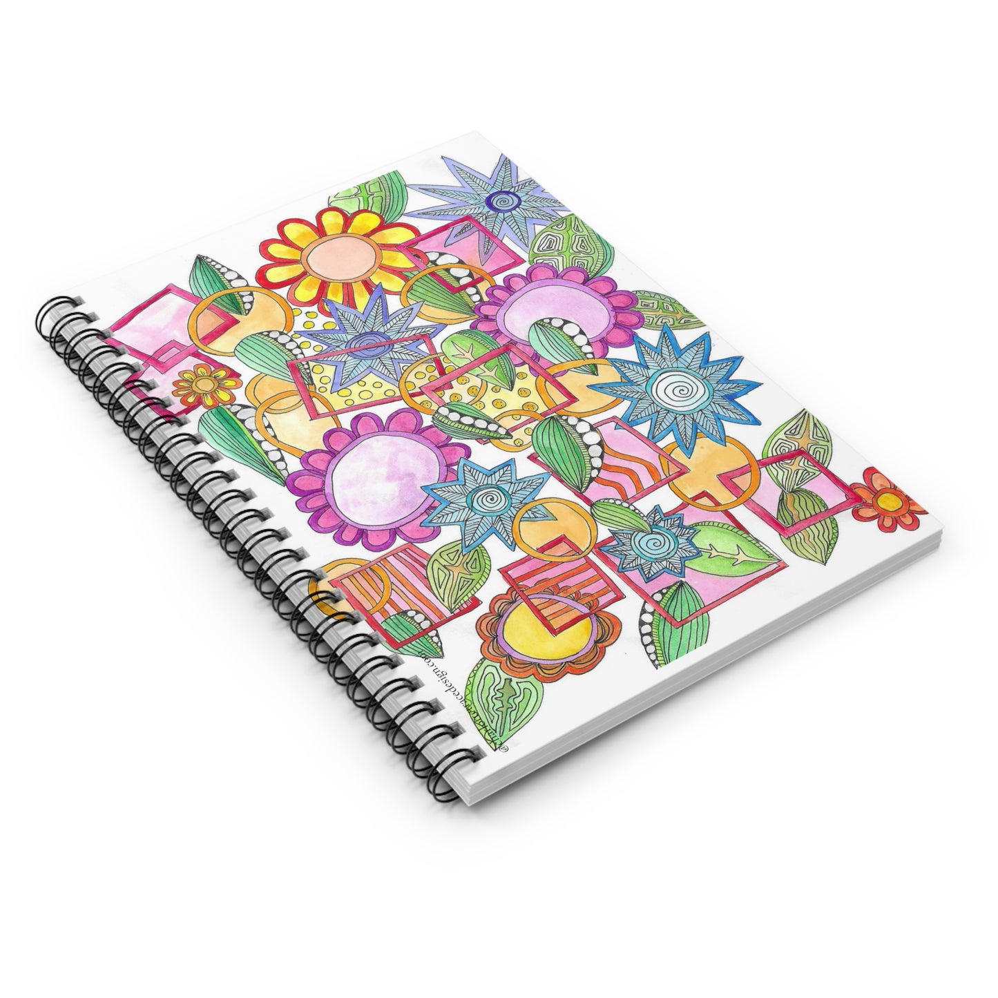 Floral Doodle Spiral Notebook - Colorful Hand-Drawn Flowers, Ruled Journal for Notes & Sketches