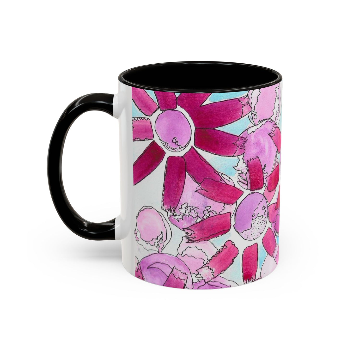 Pink Floral Watercolor Coffee Mug 11oz