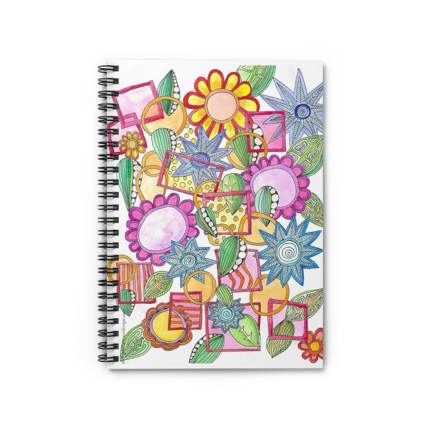 Floral Doodle Spiral Notebook - Colorful Hand-Drawn Flowers, Ruled Journal for Notes & Sketches