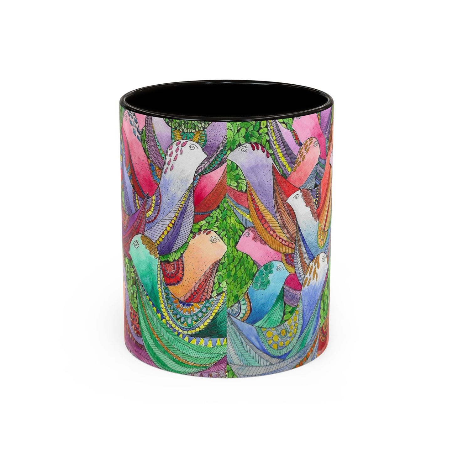 Colorful Pigeon Bird Mug — Vibrant Watercolor Bird Coffee Cup (11oz)
