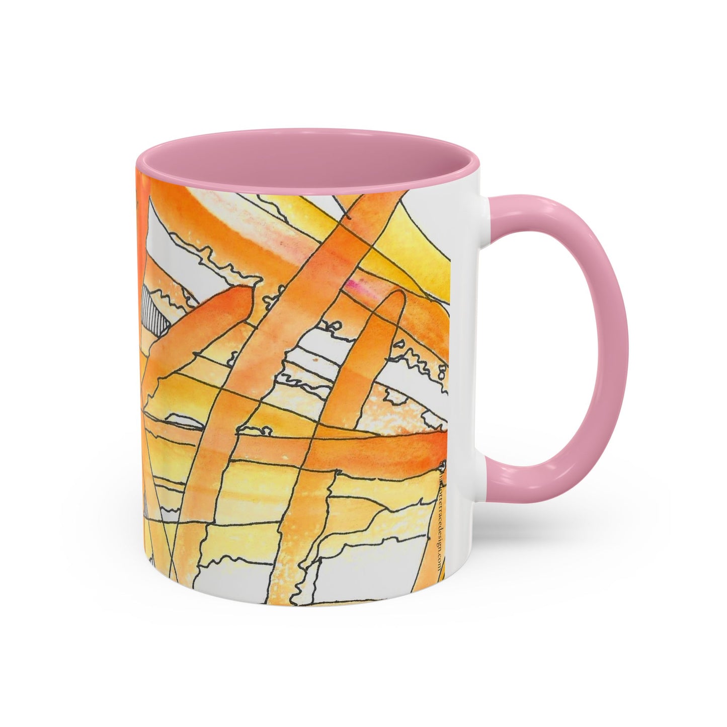 Abstract Orange Watercolor Mug — Vibrant Hand-Painted 11oz Ceramic Coffee Mug