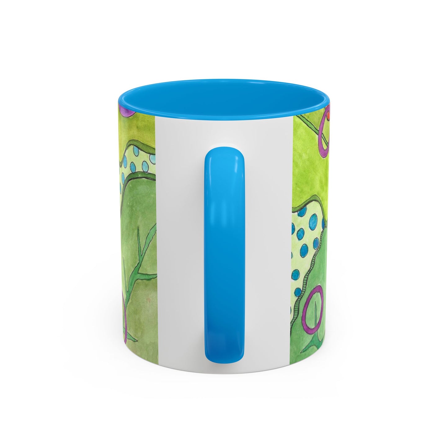 Floral Pop Art Mug — Bright Red Poppies on Green Background 11oz