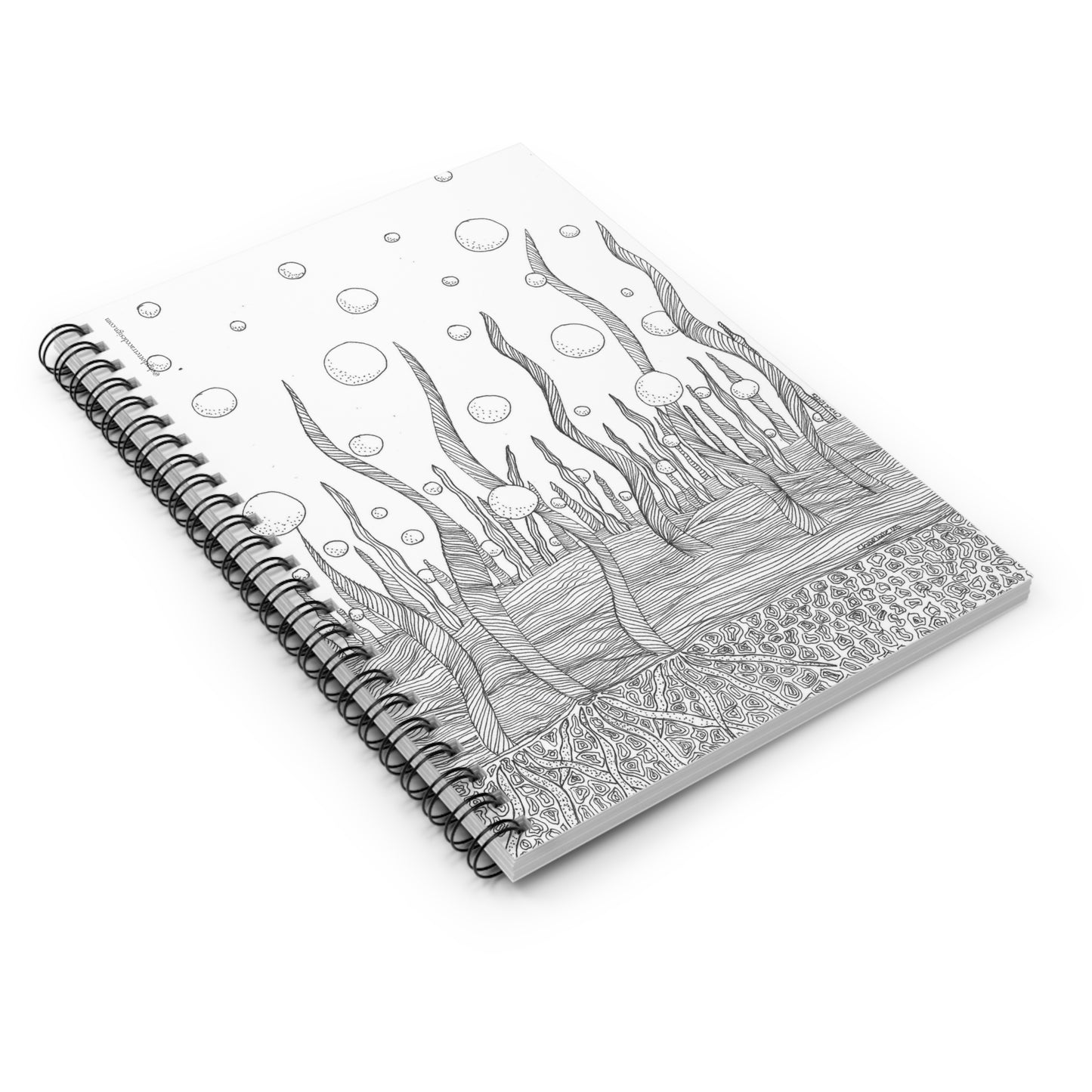 Underwater Seaweed Doodle Spiral Notebook — Ruled Journal for Sketching & Notes