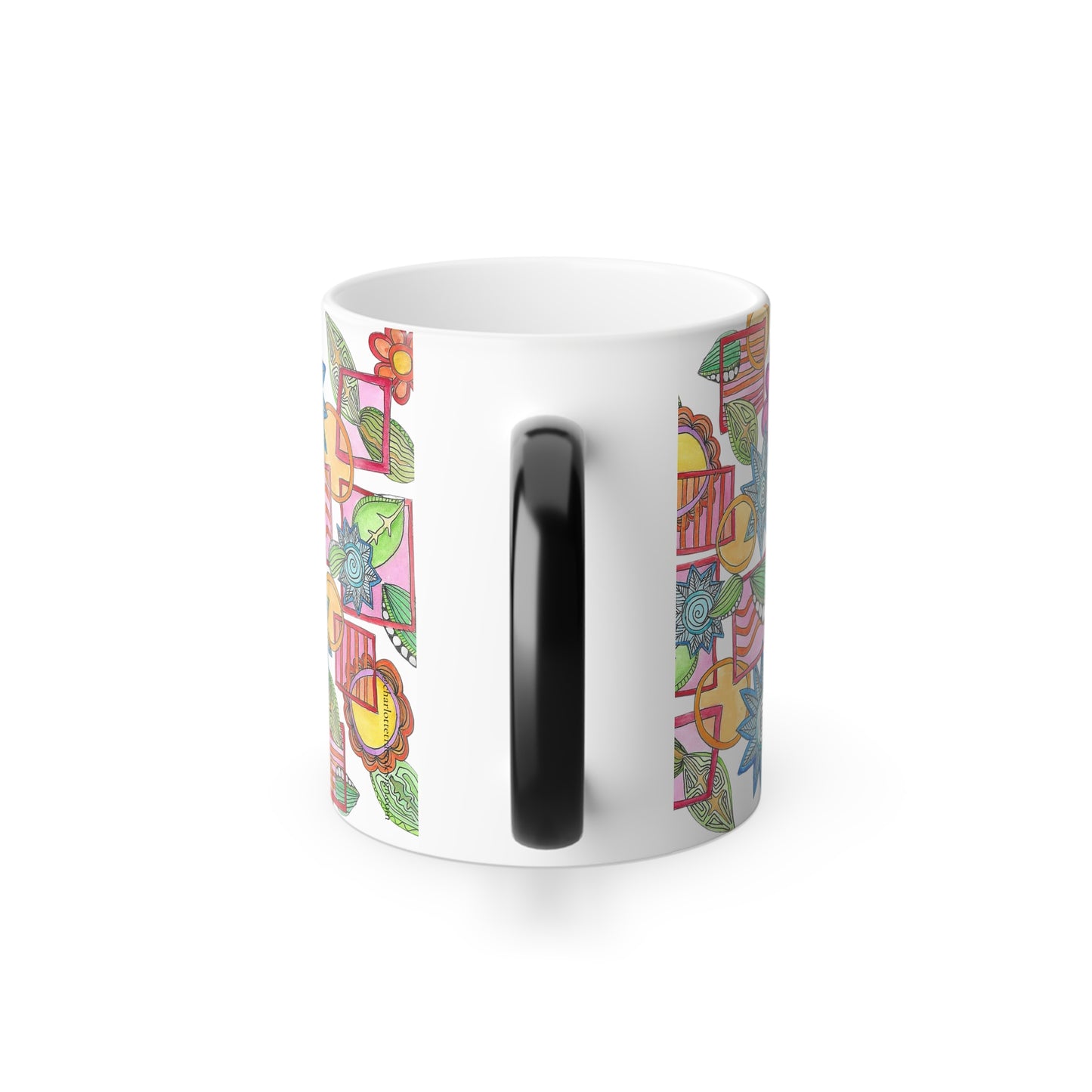 Color-Changing Floral Doodle Mug — 11oz Heat Reveal Mug