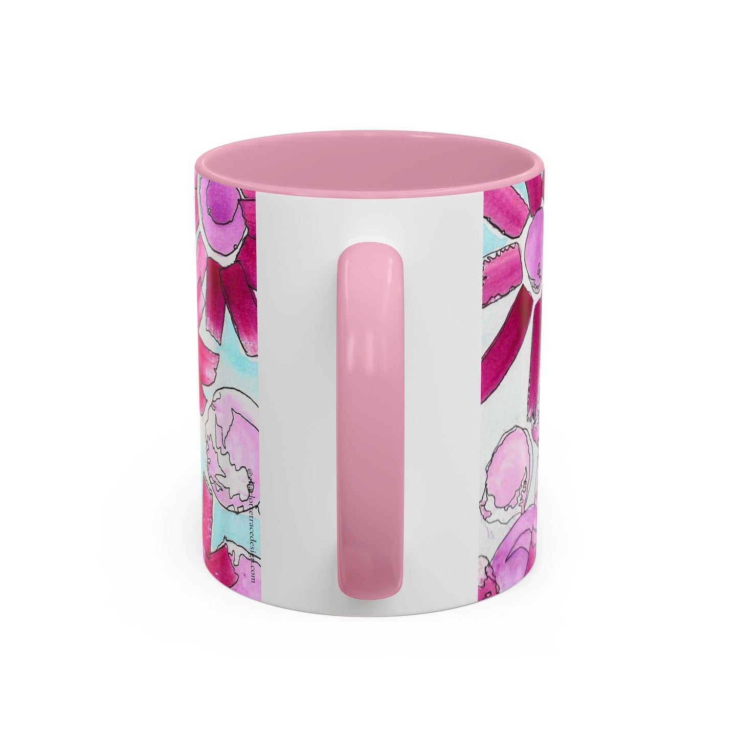 Pink Floral Watercolor Coffee Mug 11oz