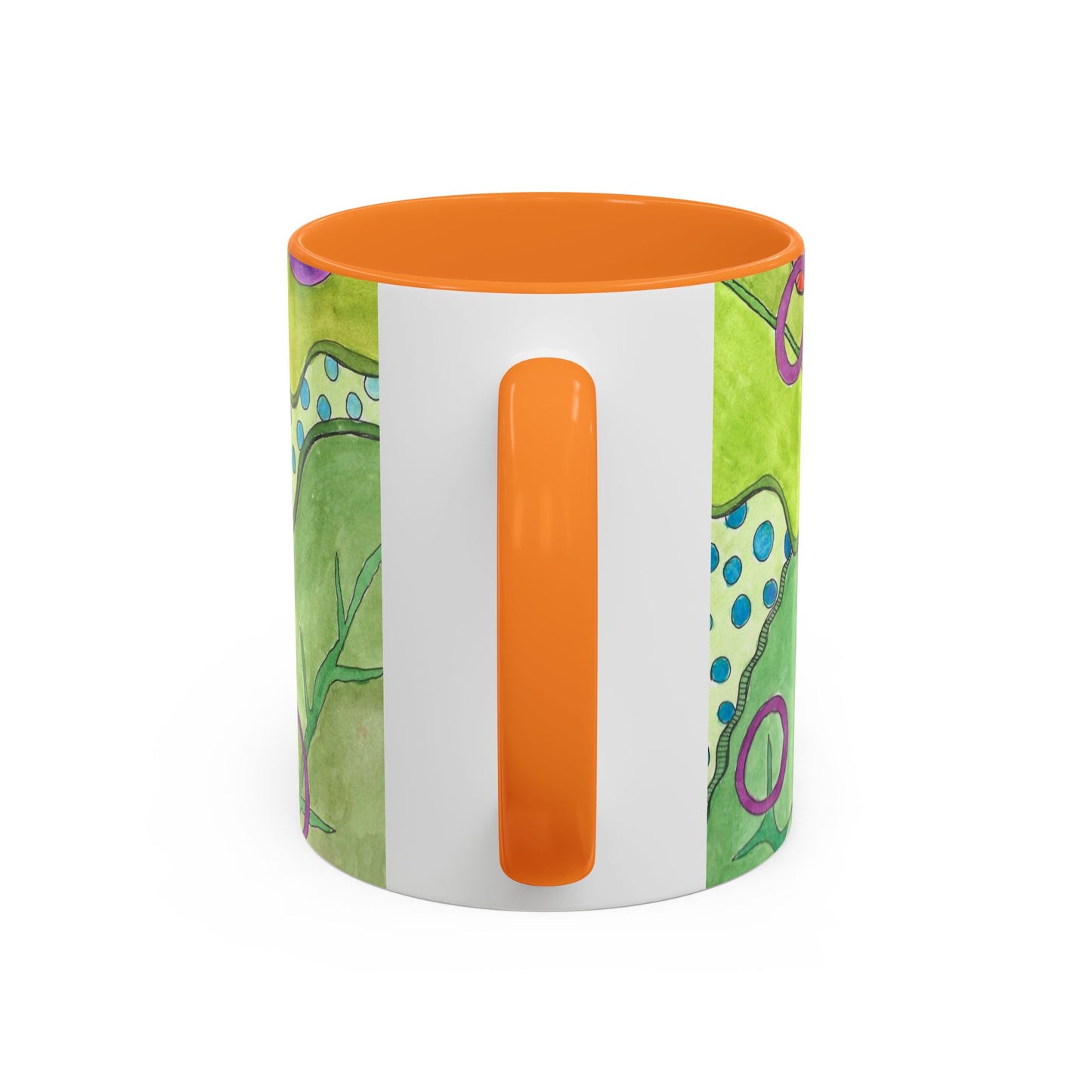 Floral Pop Art Mug — Bright Red Poppies on Green Background 11oz