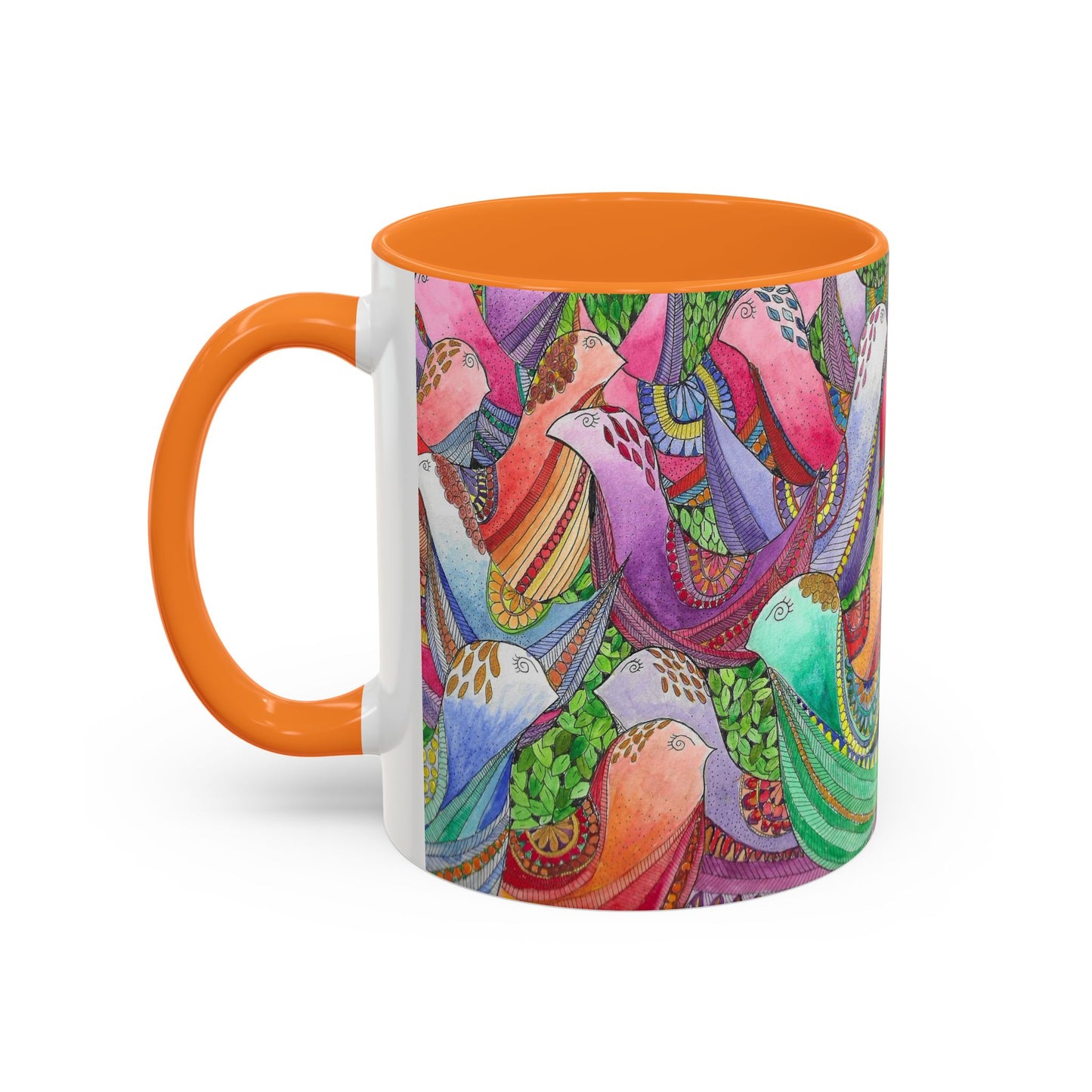 Colorful Pigeon Bird Mug — Vibrant Watercolor Bird Coffee Cup (11oz)