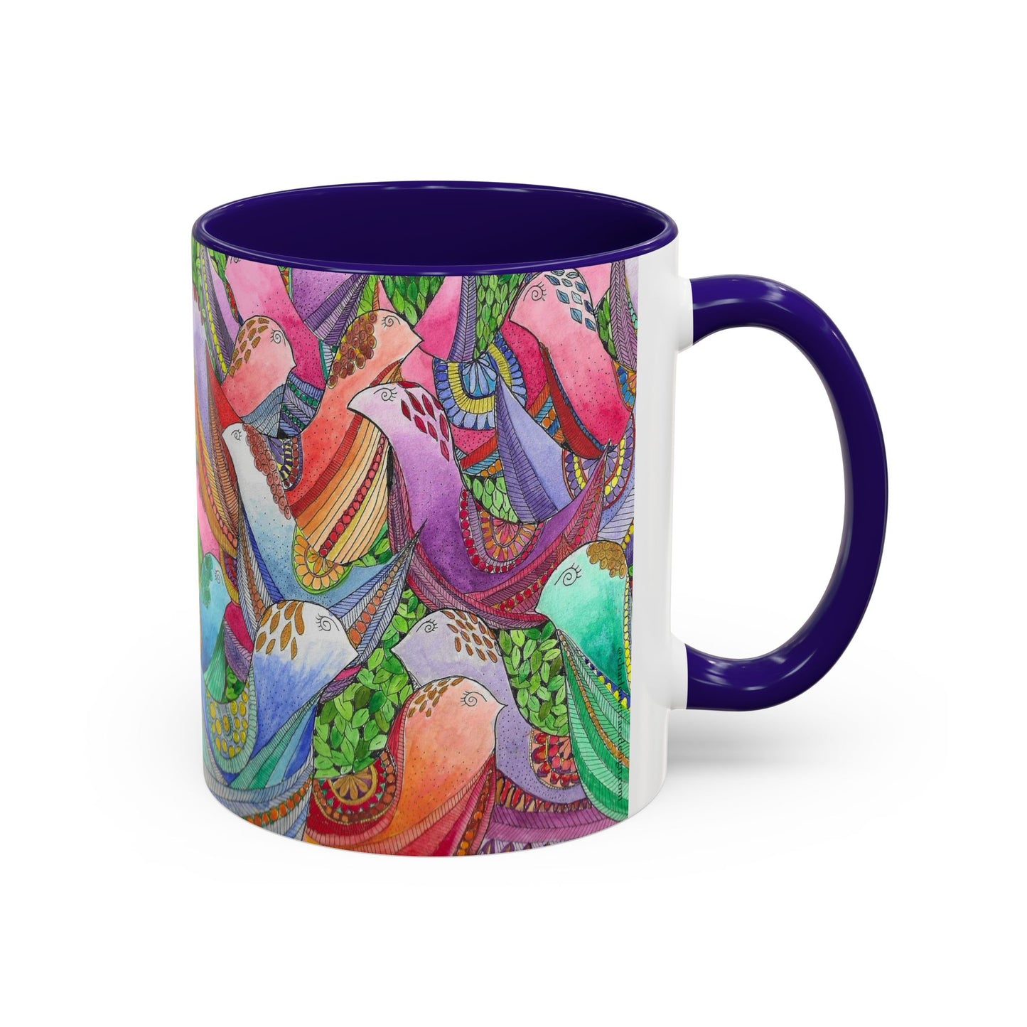 Colorful Pigeon Bird Mug — Vibrant Watercolor Bird Coffee Cup (11oz)