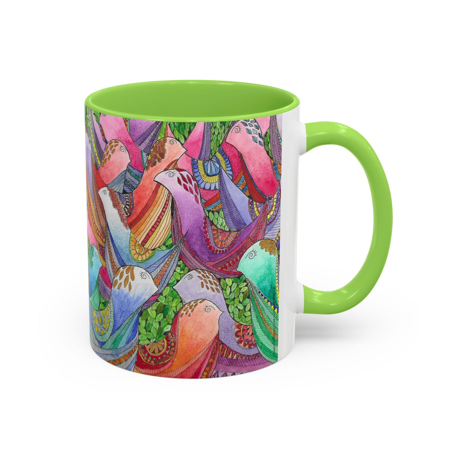 Colorful Pigeon Bird Mug — Vibrant Watercolor Bird Coffee Cup (11oz)