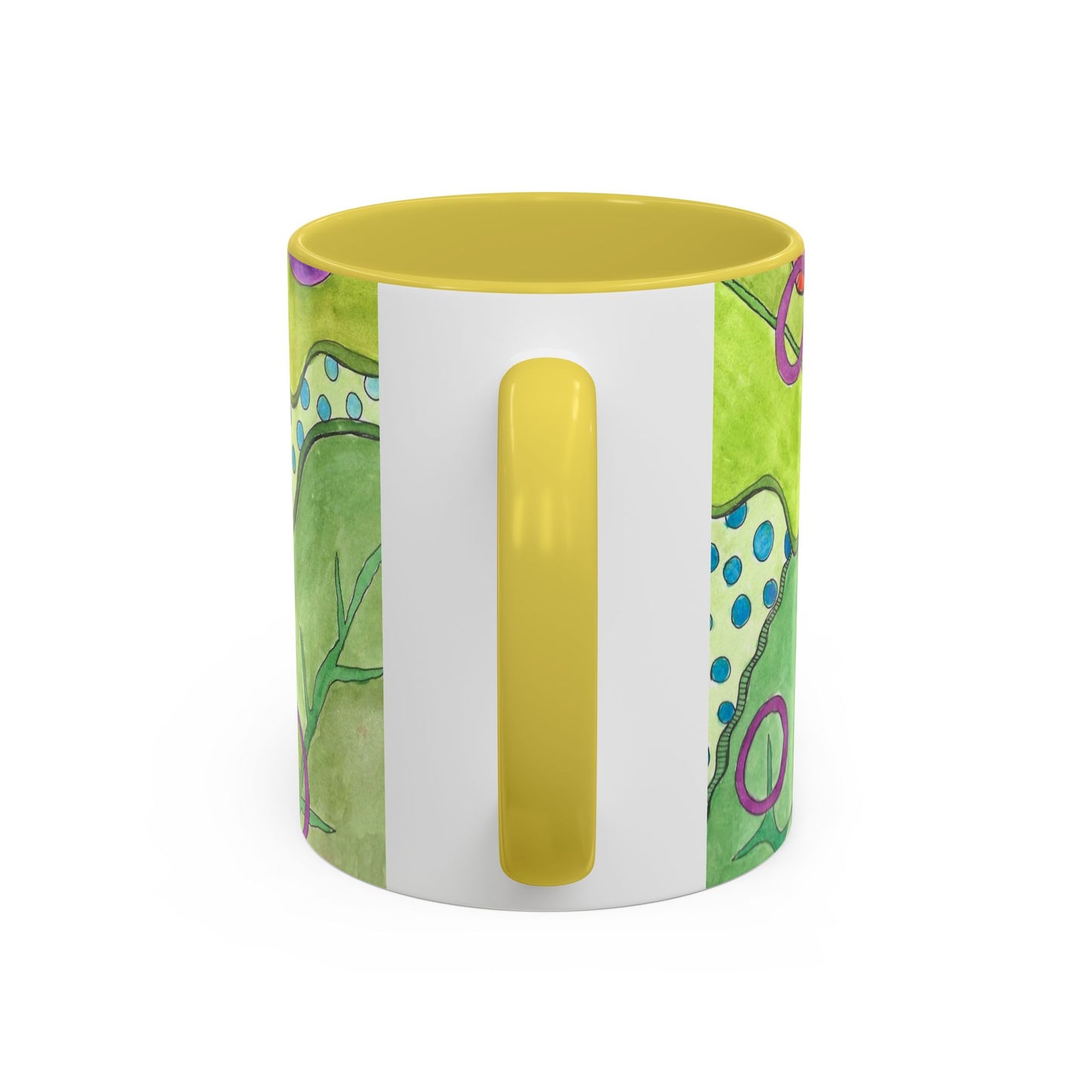 Floral Pop Art Mug — Bright Red Poppies on Green Background 11oz
