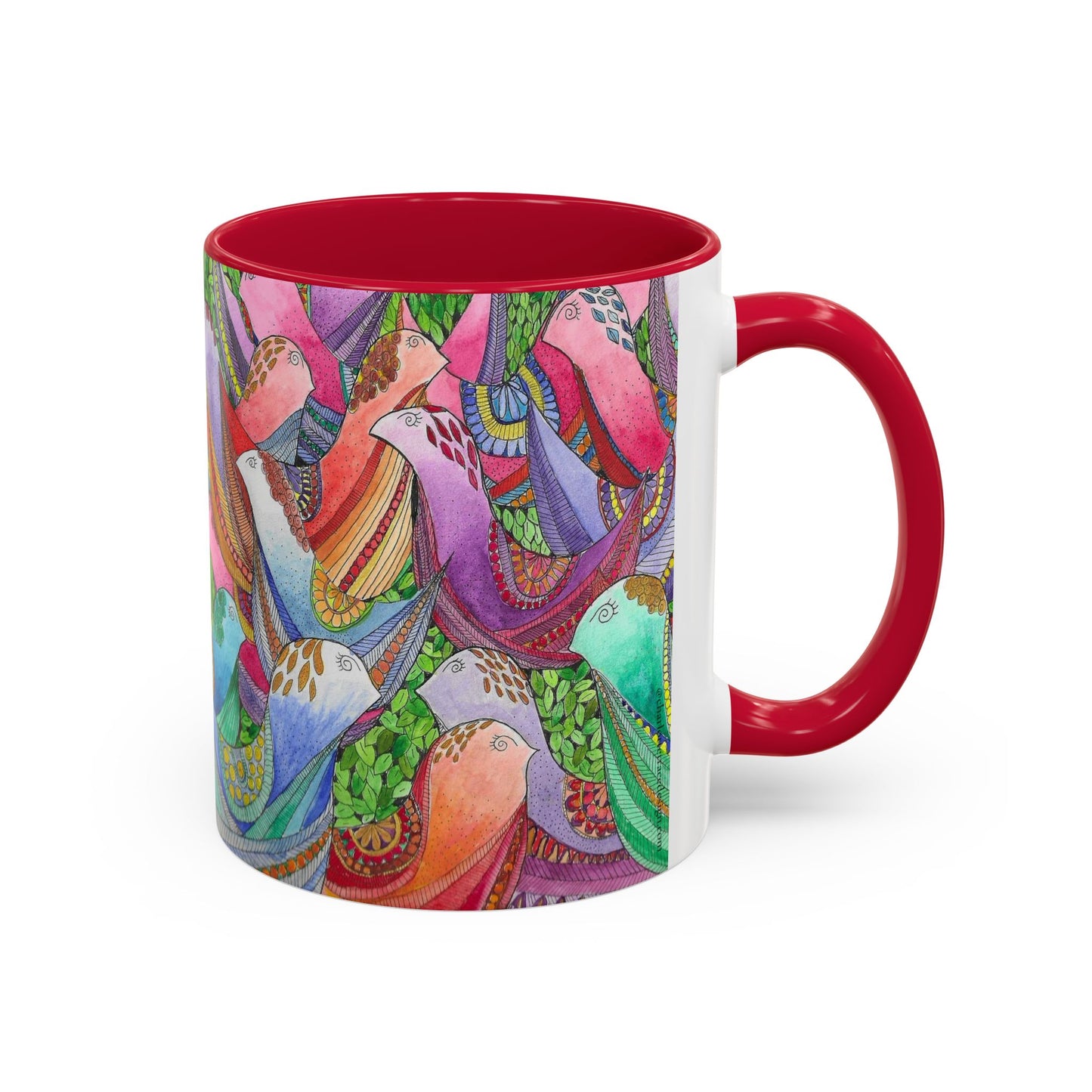 Colorful Pigeon Bird Mug — Vibrant Watercolor Bird Coffee Cup (11oz)