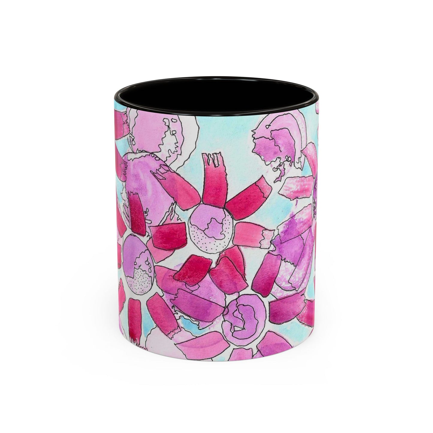 Pink Floral Watercolor Coffee Mug 11oz