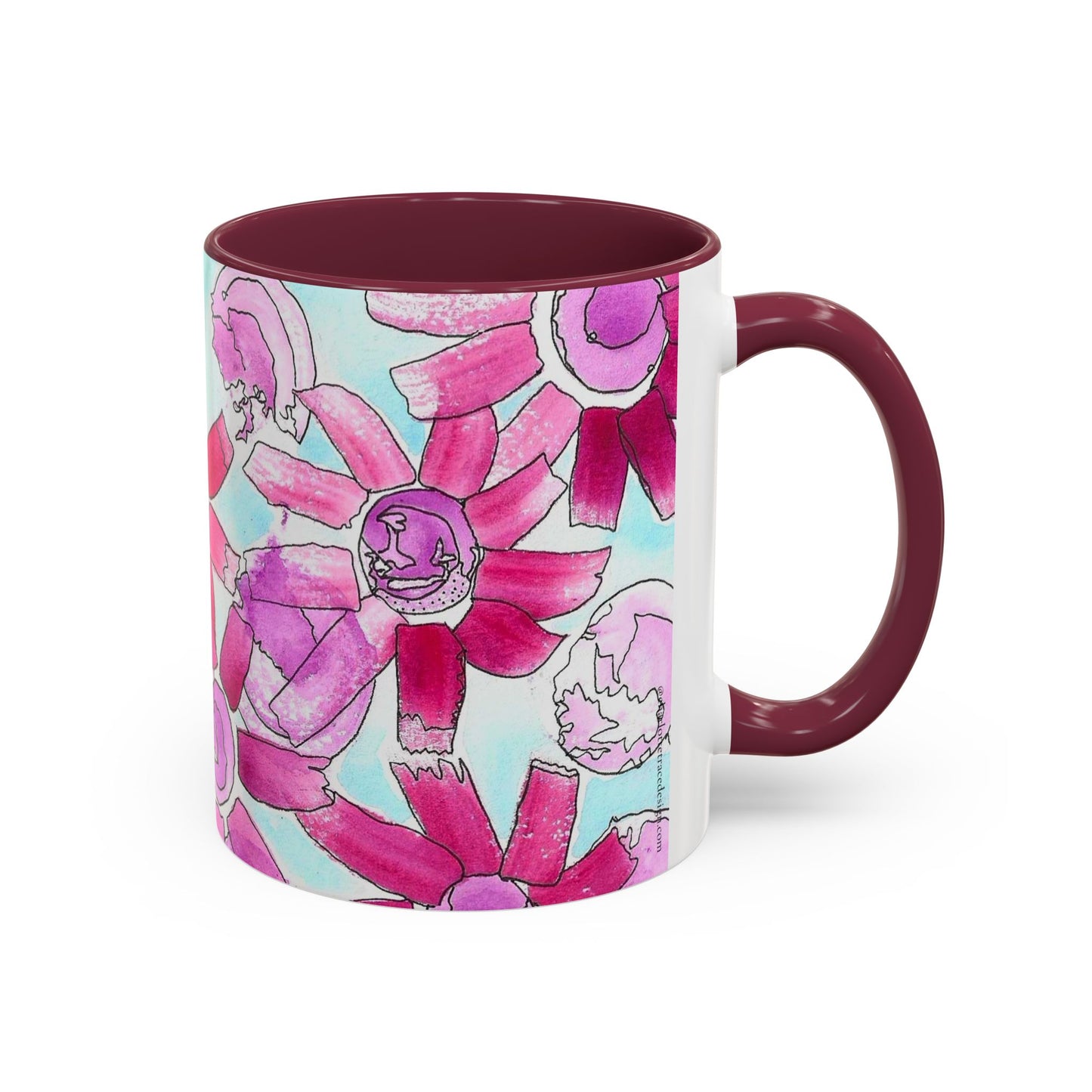 Pink Floral Watercolor Coffee Mug 11oz