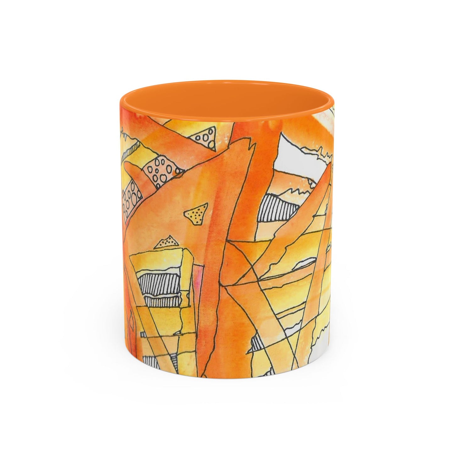 Abstract Orange Watercolor Mug — Vibrant Hand-Painted 11oz Ceramic Coffee Mug