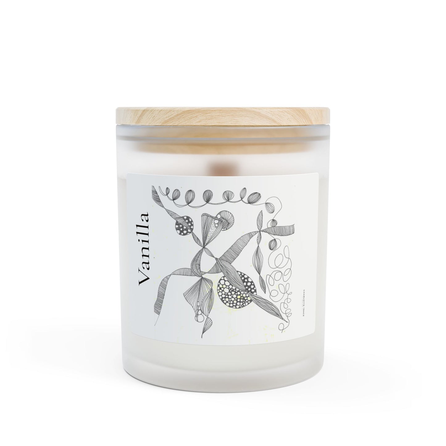 Vanilla Frosted Glass Candle – 11oz Scented Soy Candle with Wooden Lid