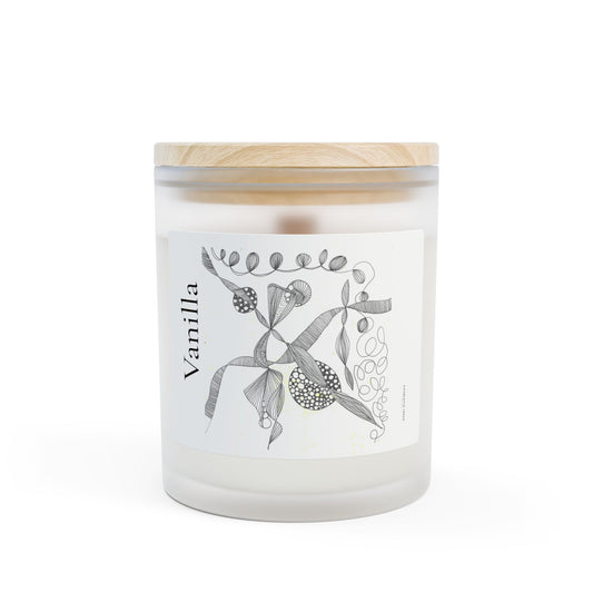 Vanilla Frosted Glass Candle – 11oz Scented Soy Candle with Wooden Lid