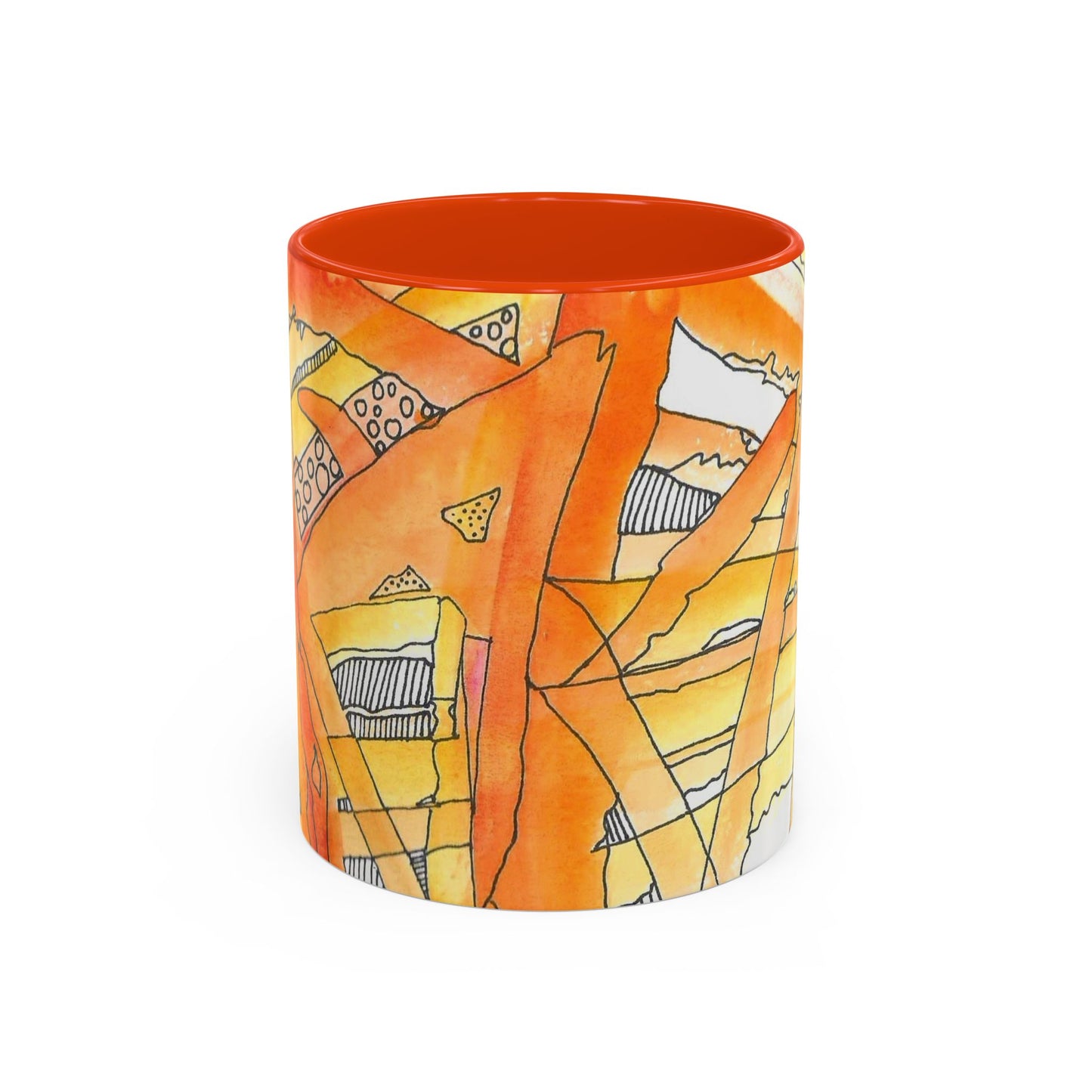 Abstract Orange Watercolor Mug — Vibrant Hand-Painted 11oz Ceramic Coffee Mug