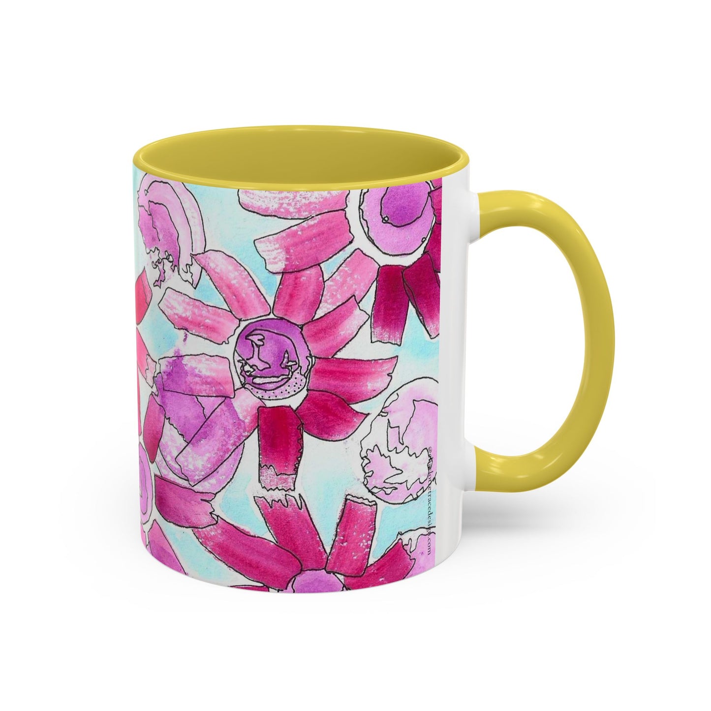 Pink Floral Watercolor Coffee Mug 11oz