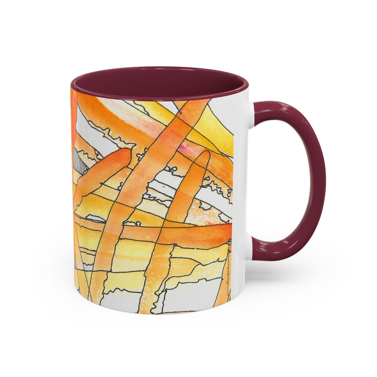 Abstract Orange Watercolor Mug — Vibrant Hand-Painted 11oz Ceramic Coffee Mug