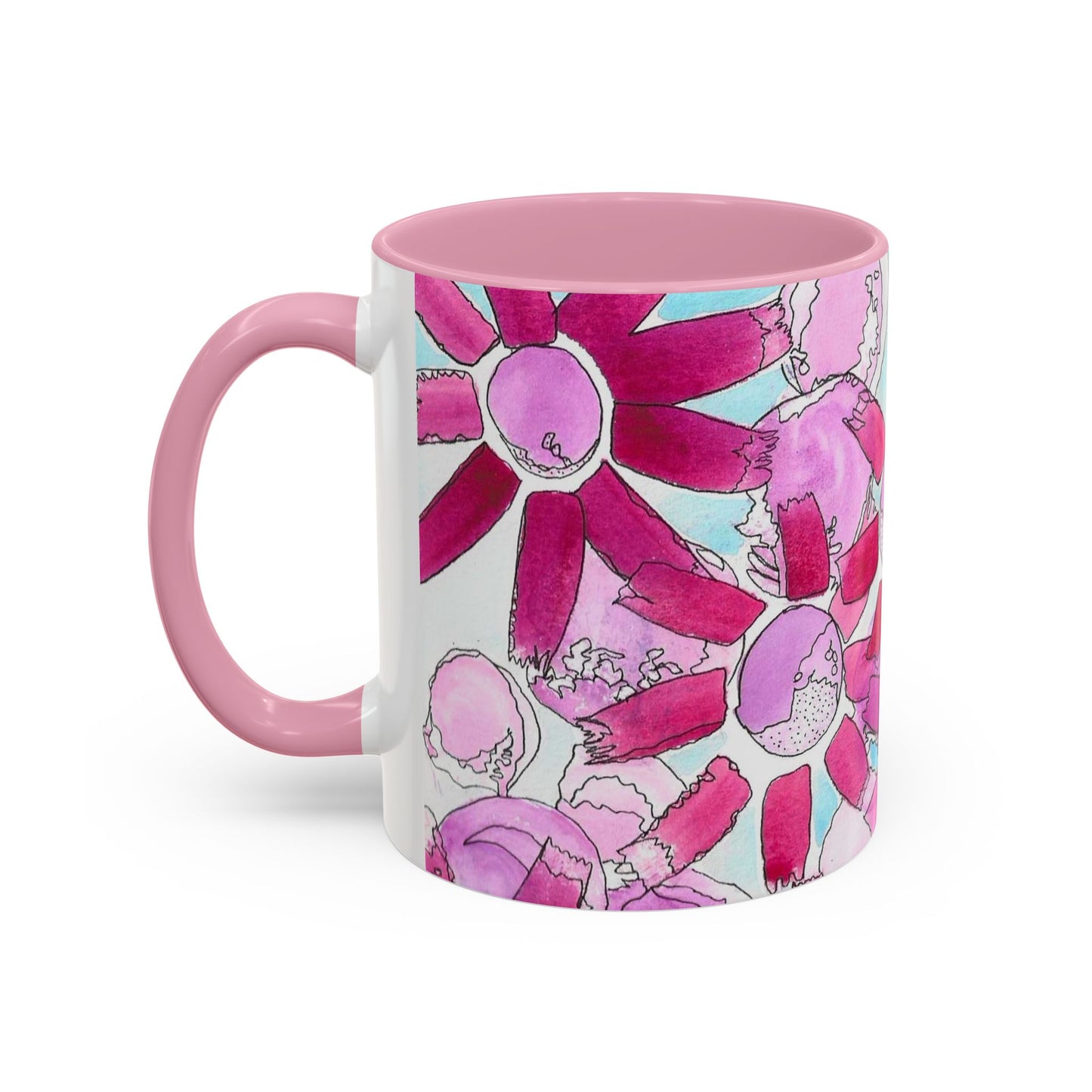 Pink Floral Watercolor Coffee Mug 11oz