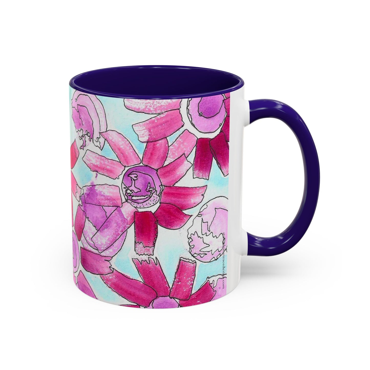 Pink Floral Watercolor Coffee Mug 11oz