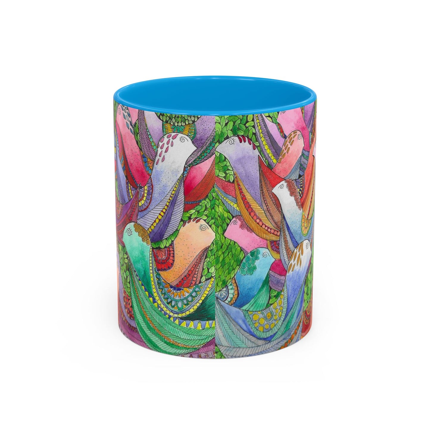 Colorful Pigeon Bird Mug — Vibrant Watercolor Bird Coffee Cup (11oz)