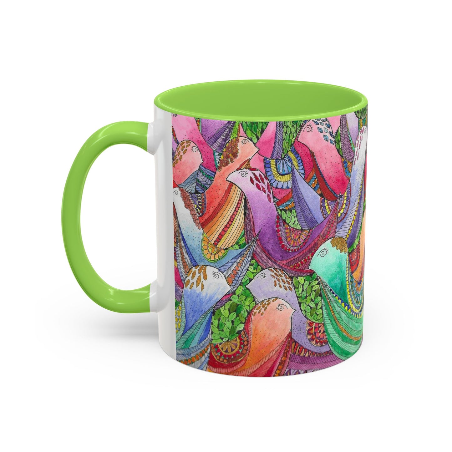 Colorful Pigeon Bird Mug — Vibrant Watercolor Bird Coffee Cup (11oz)