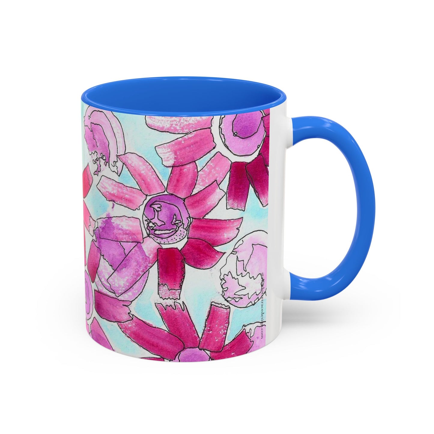 Pink Floral Watercolor Coffee Mug 11oz