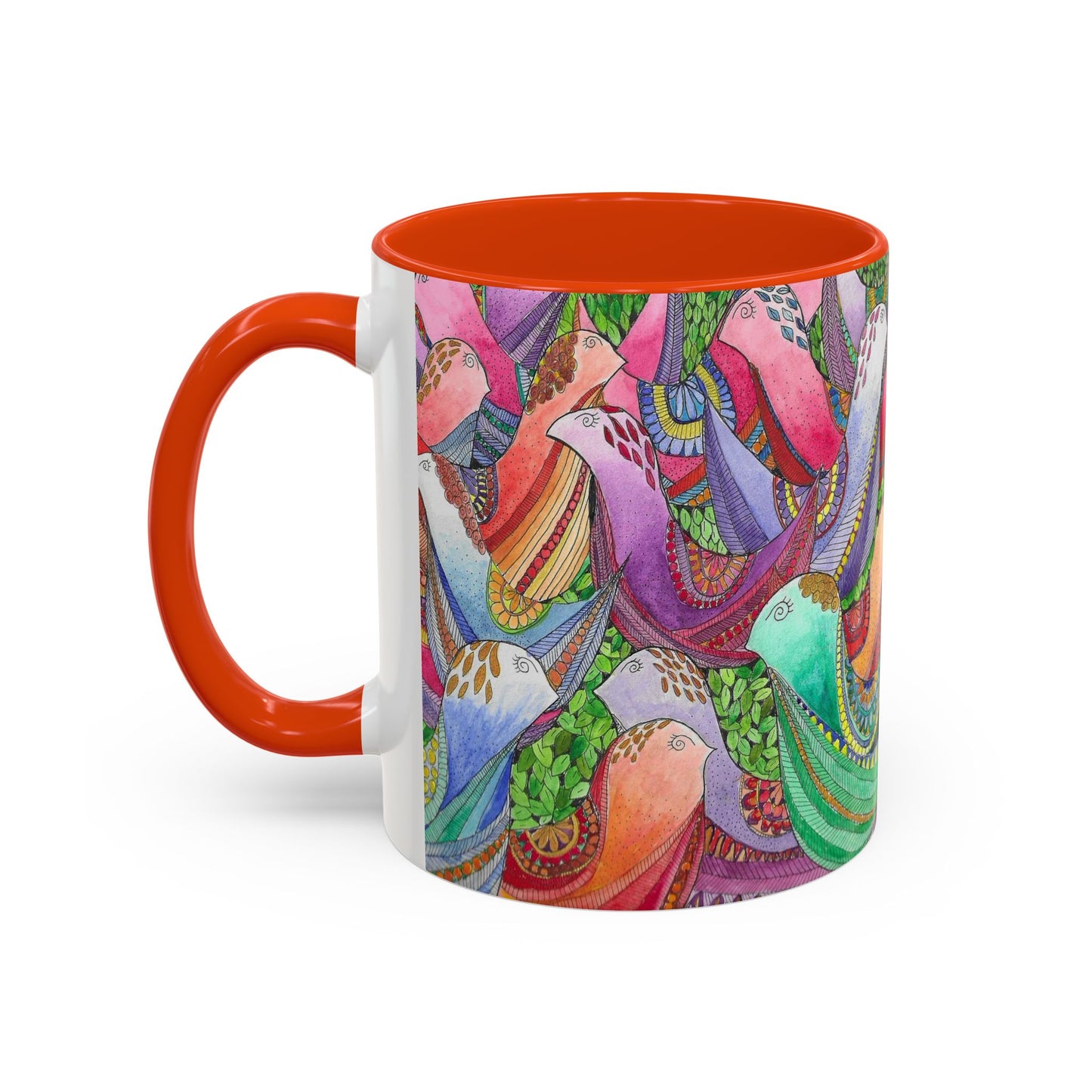 Colorful Pigeon Bird Mug — Vibrant Watercolor Bird Coffee Cup (11oz)