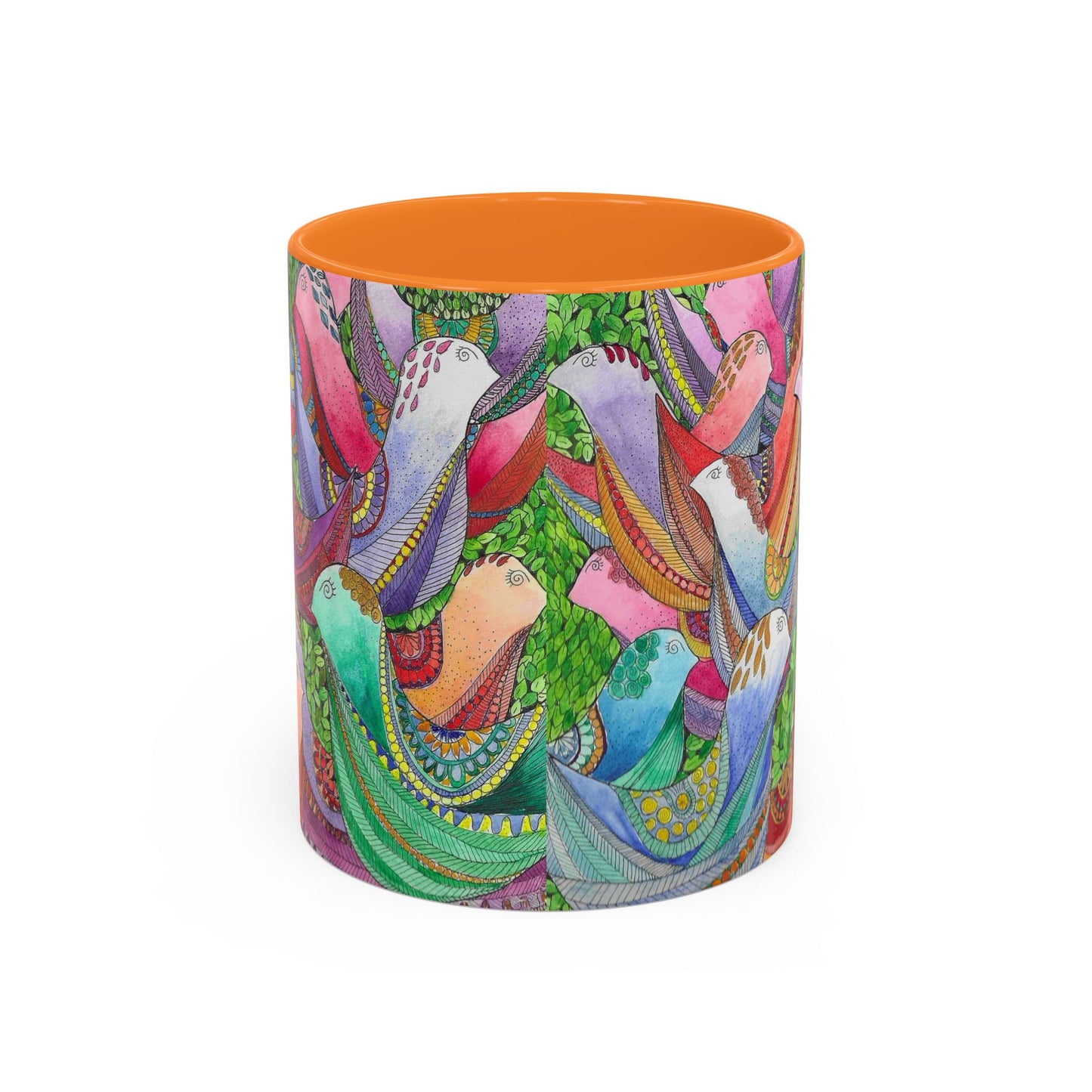 Colorful Pigeon Bird Mug — Vibrant Watercolor Bird Coffee Cup (11oz)