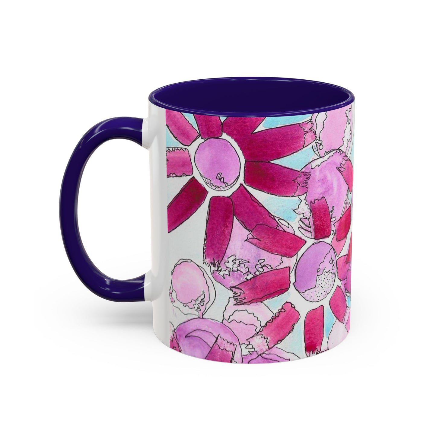 Pink Floral Watercolor Coffee Mug 11oz