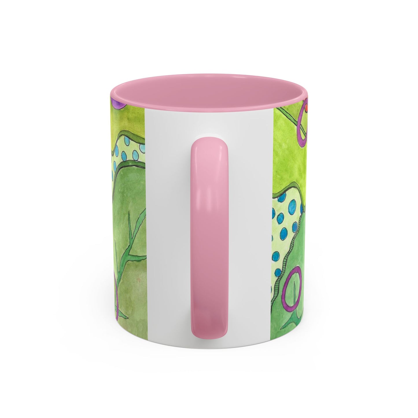 Floral Pop Art Mug — Bright Red Poppies on Green Background 11oz
