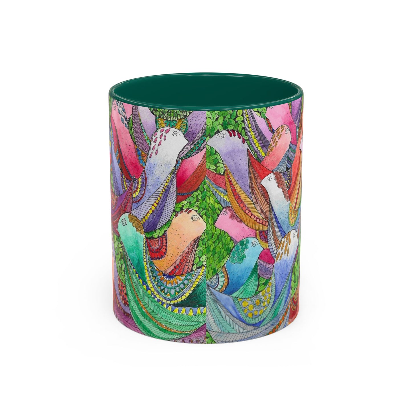 Colorful Pigeon Bird Mug — Vibrant Watercolor Bird Coffee Cup (11oz)