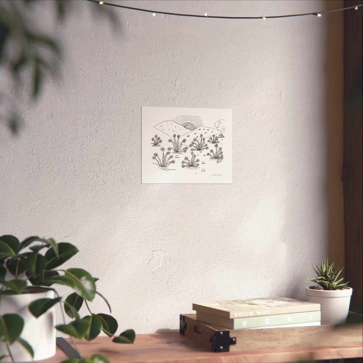 Cholla Gardens Desert Flowers Fine Art Poster — Minimal Botanical Landscape Wall Art