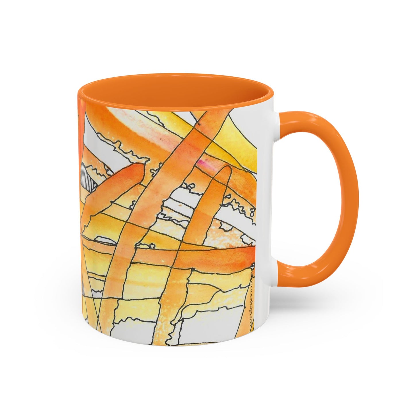 Abstract Orange Watercolor Mug — Vibrant Hand-Painted 11oz Ceramic Coffee Mug