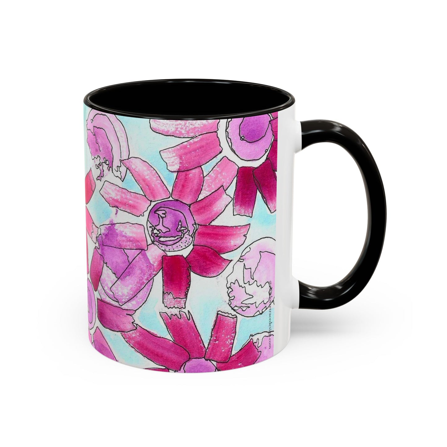 Pink Floral Watercolor Coffee Mug 11oz