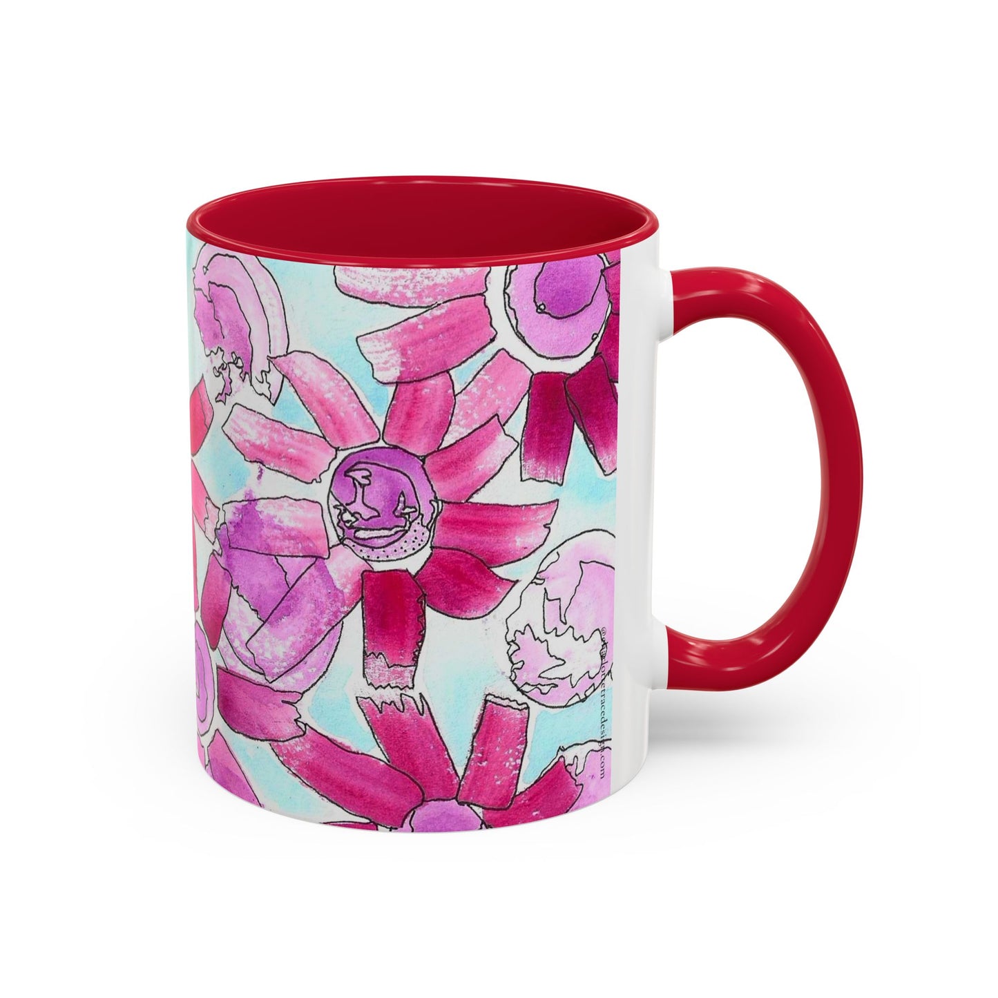 Pink Floral Watercolor Coffee Mug 11oz
