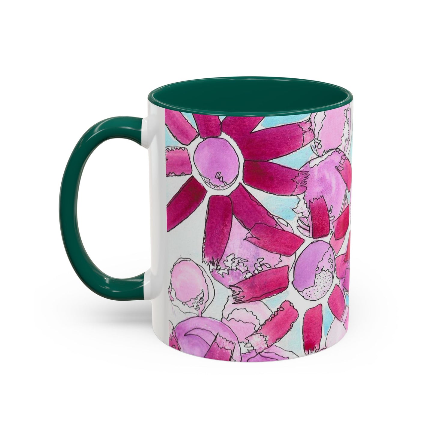 Pink Floral Watercolor Coffee Mug 11oz