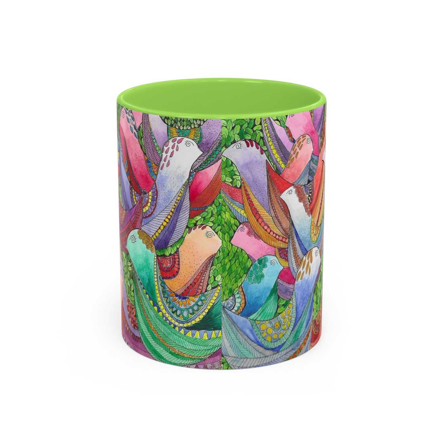 Colorful Pigeon Bird Mug — Vibrant Watercolor Bird Coffee Cup (11oz)