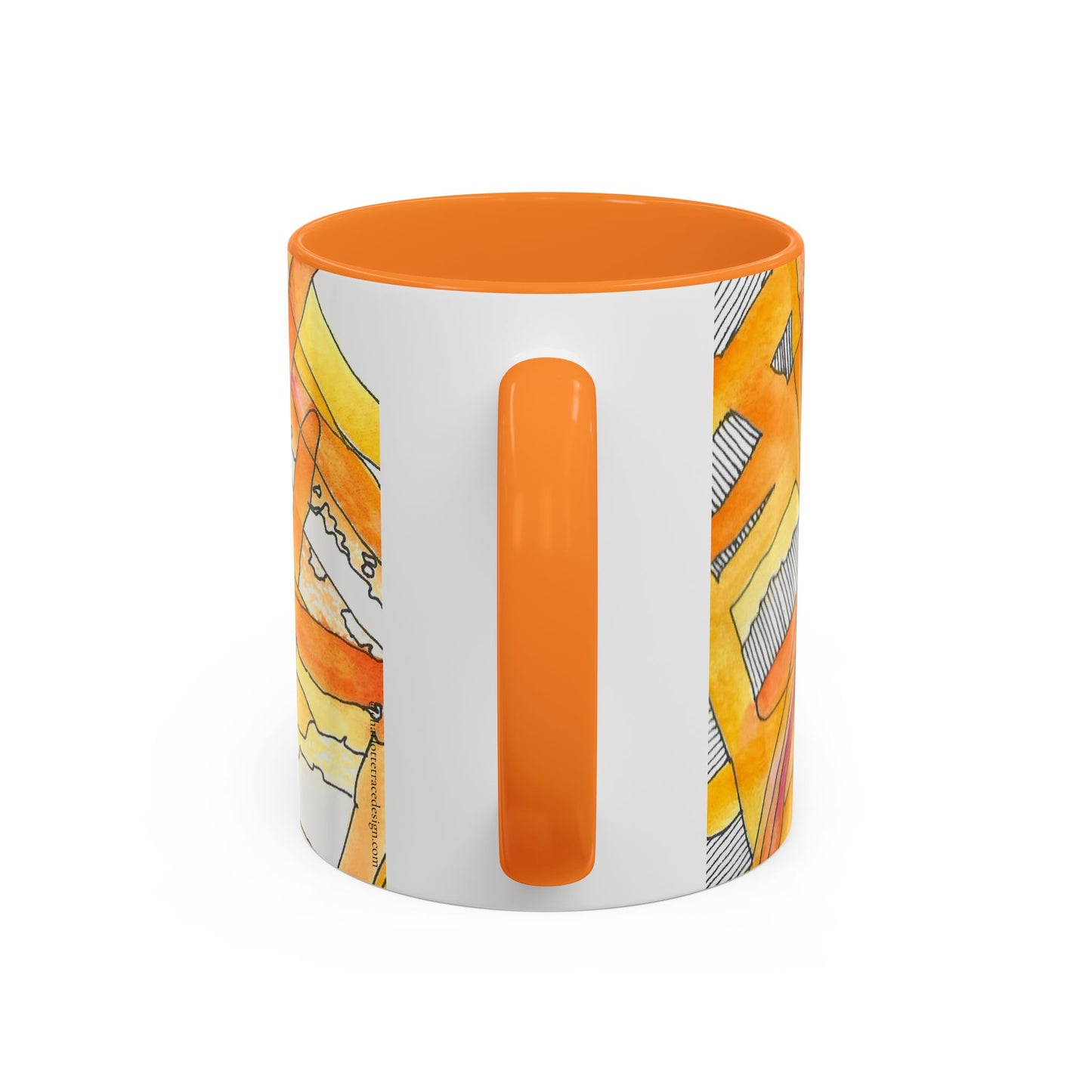 Abstract Orange Watercolor Mug — Vibrant Hand-Painted 11oz Ceramic Coffee Mug