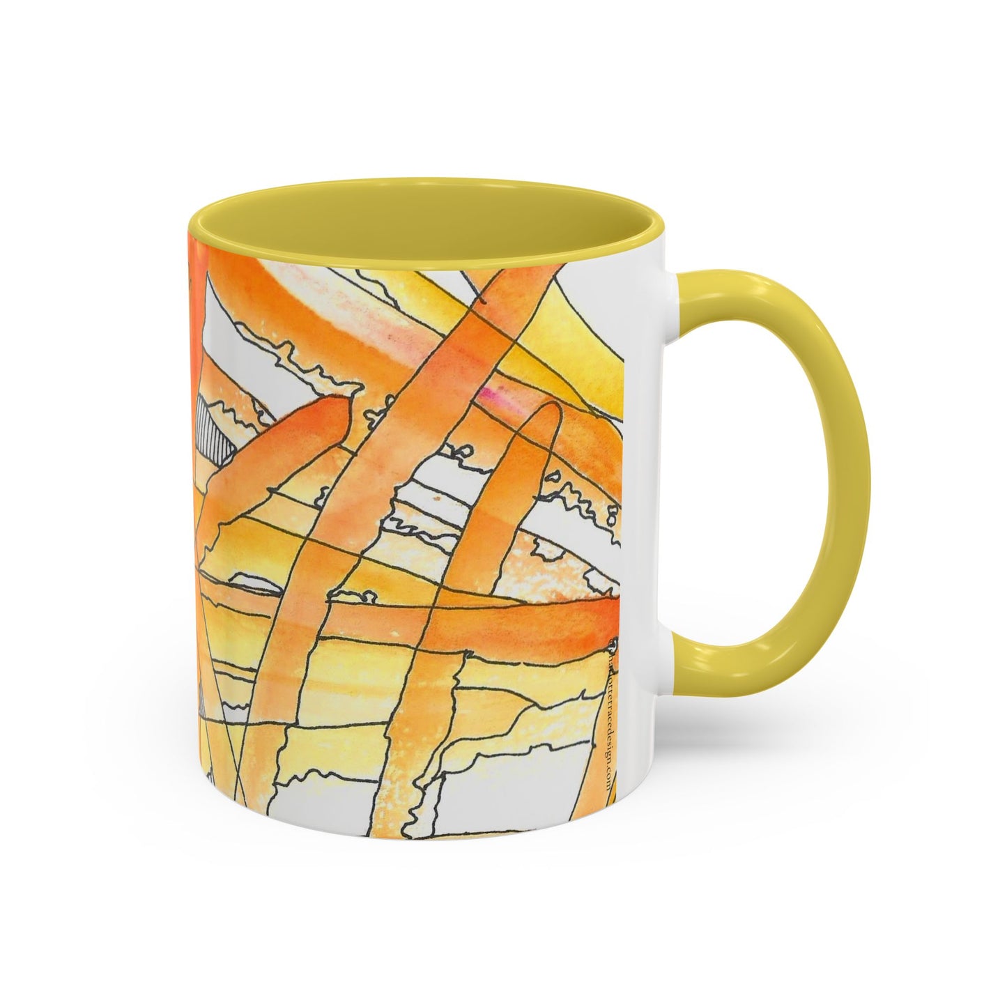 Abstract Orange Watercolor Mug — Vibrant Hand-Painted 11oz Ceramic Coffee Mug