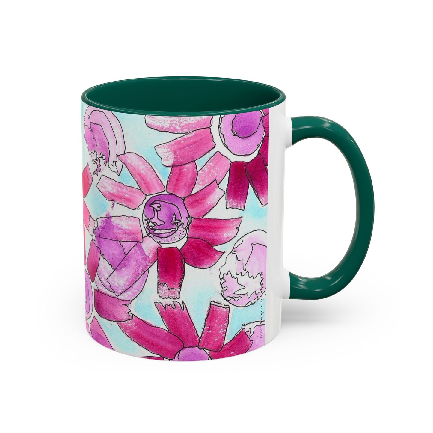 Pink Floral Watercolor Coffee Mug 11oz