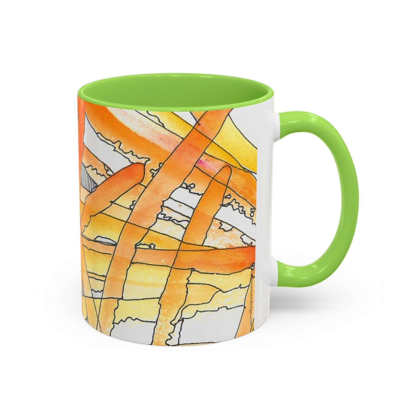 Abstract Orange Watercolor Mug — Vibrant Hand-Painted 11oz Ceramic Coffee Mug
