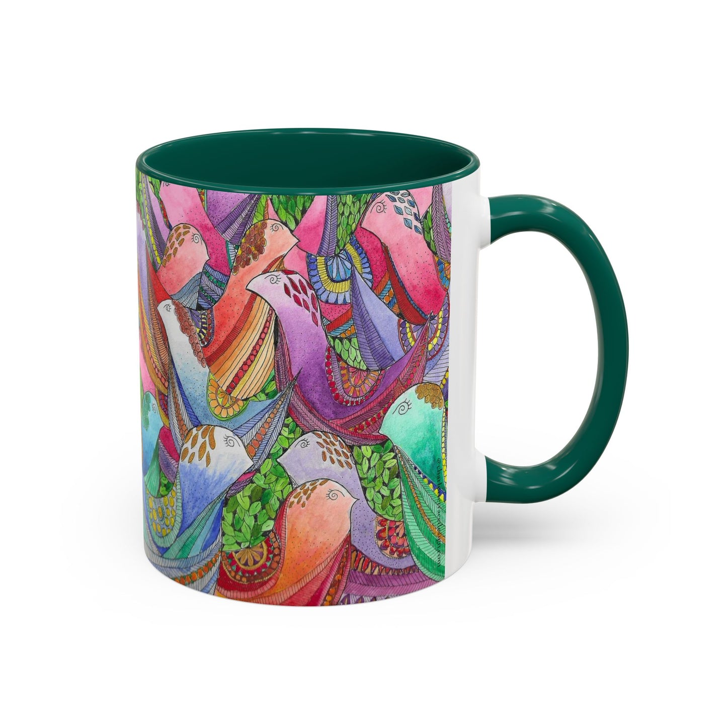 Colorful Pigeon Bird Mug — Vibrant Watercolor Bird Coffee Cup (11oz)