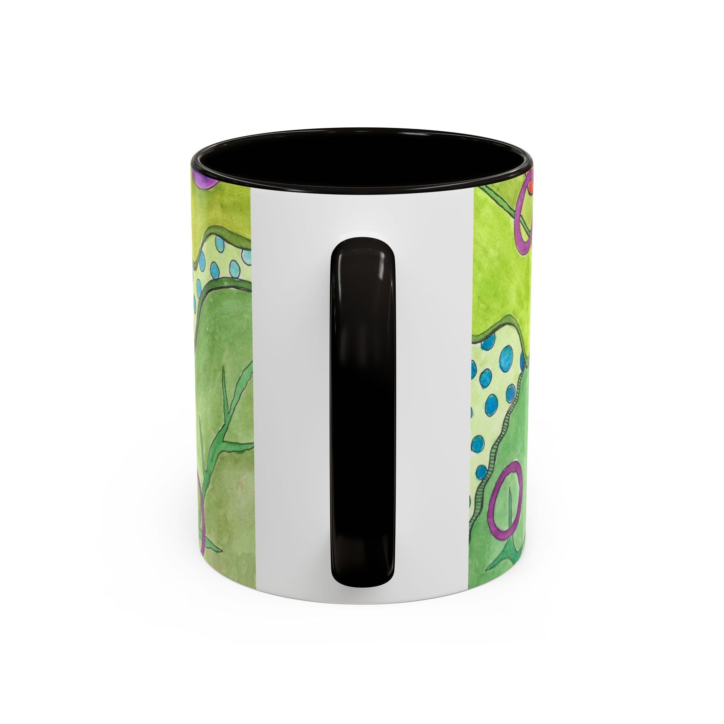 Floral Pop Art Mug — Bright Red Poppies on Green Background 11oz