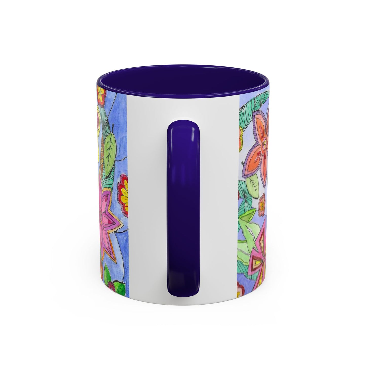 Floral Color burst Ceramic Mug  — Bright Hand-Drawn Flower Pattern