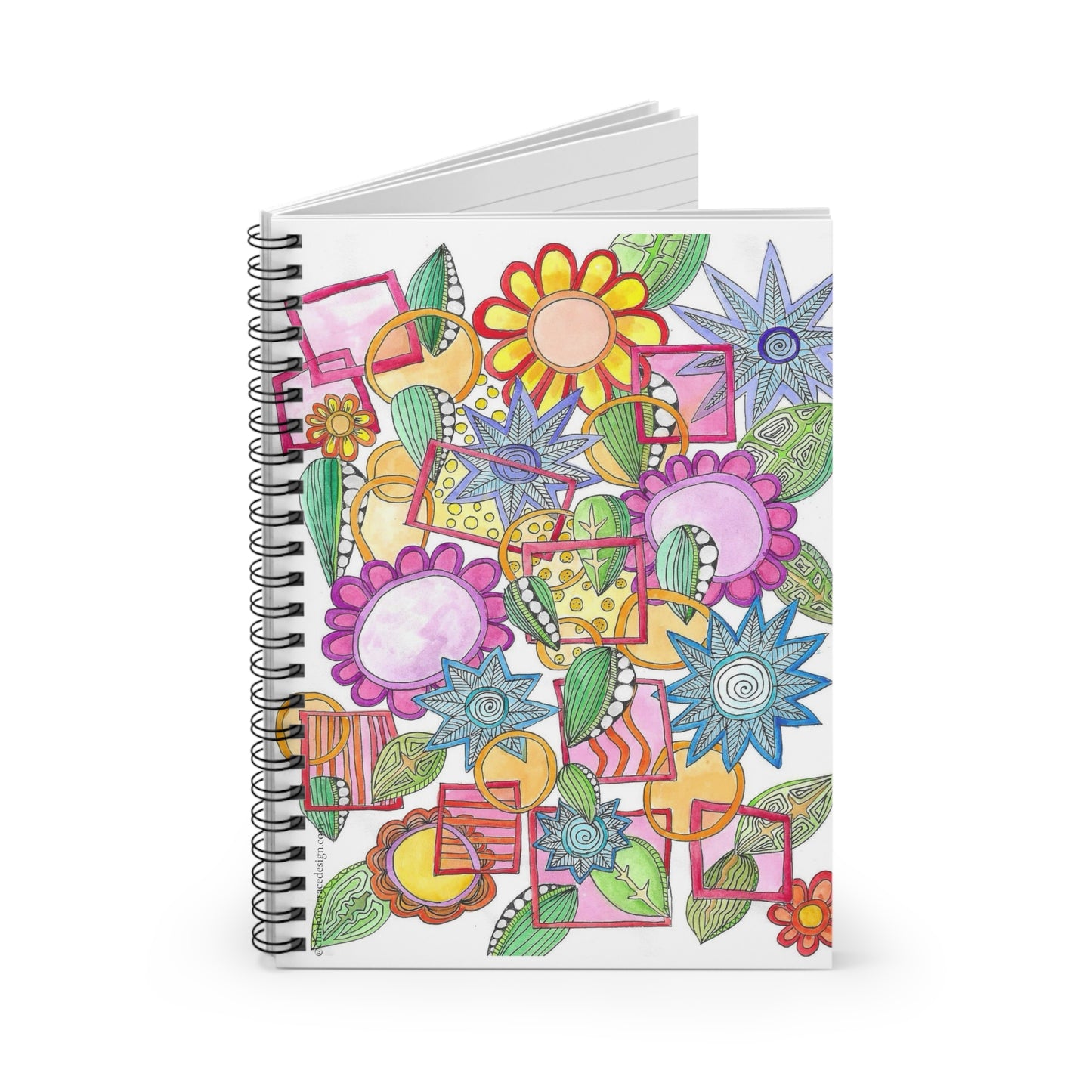 Floral Doodle Spiral Notebook - Colorful Hand-Drawn Flowers, Ruled Journal for Notes & Sketches