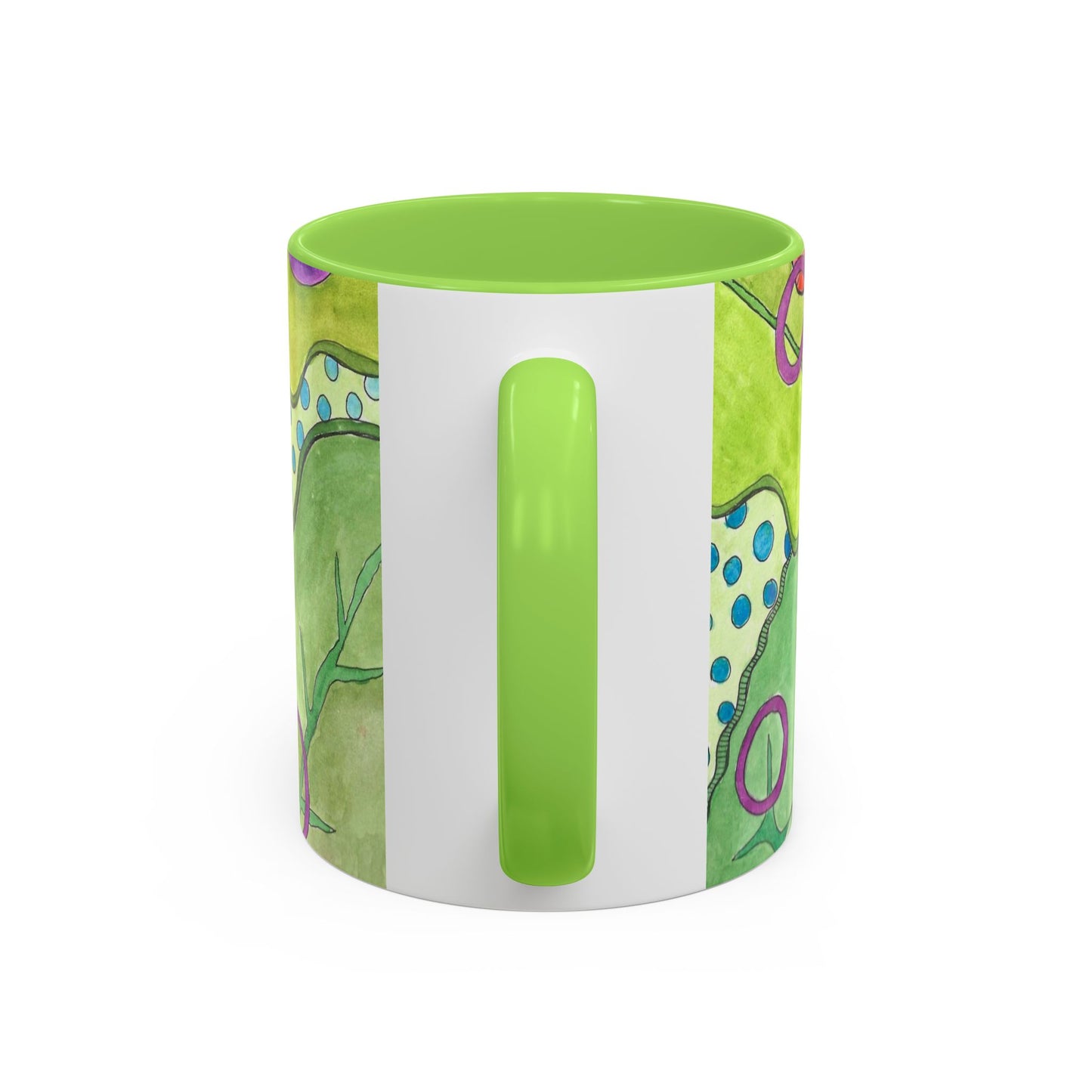 Floral Pop Art Mug — Bright Red Poppies on Green Background 11oz